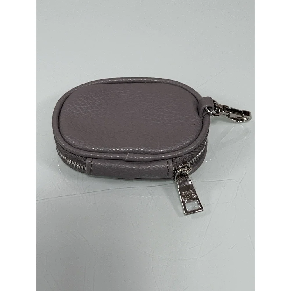 Steve Madden Mini Zip Case Taupe Earbud Coin Pouch Clip Holder
